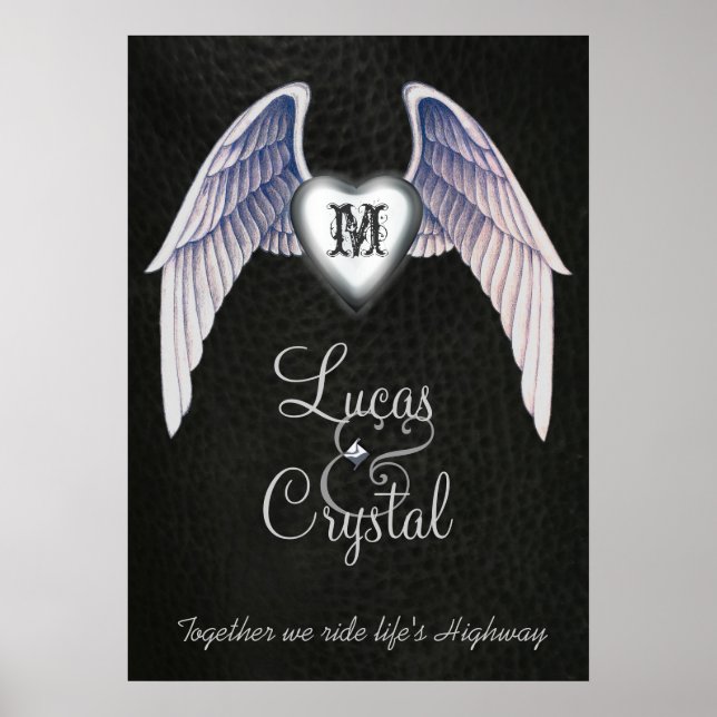 Chrome & Faux Leather Winged Heart Poster (Front)