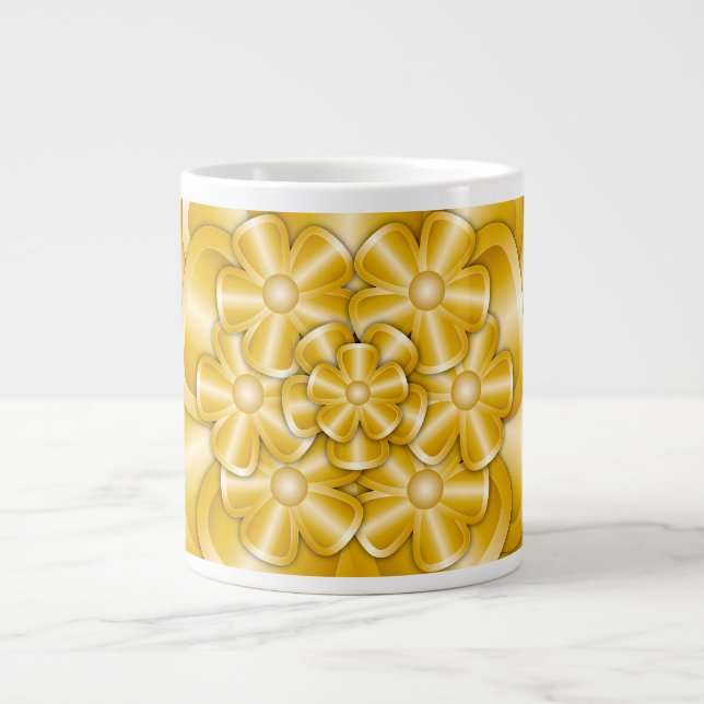 Chrome Flowers - Gold Giant Coffee Mug (Front)