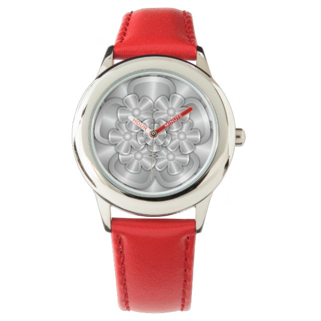 Chrome Flowers - Silver Watch (Front)