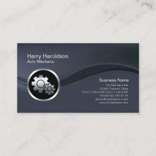 Chrome Gears Icon Auto Mechanic Business Card