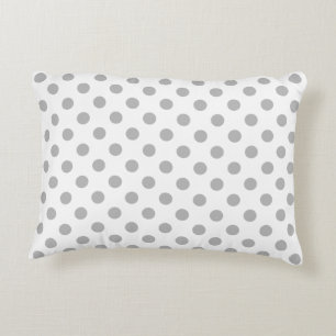 Chrome Grey Polka Dots Circles Decorative Cushion