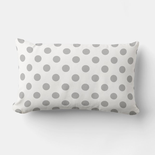 Chrome Grey Polka Dots Circles Lumbar Cushion (Front)