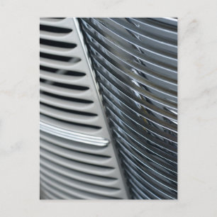 chrome grill of antique car postcard