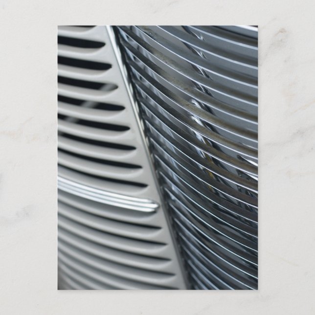 chrome grill of antique car postcard (Front)