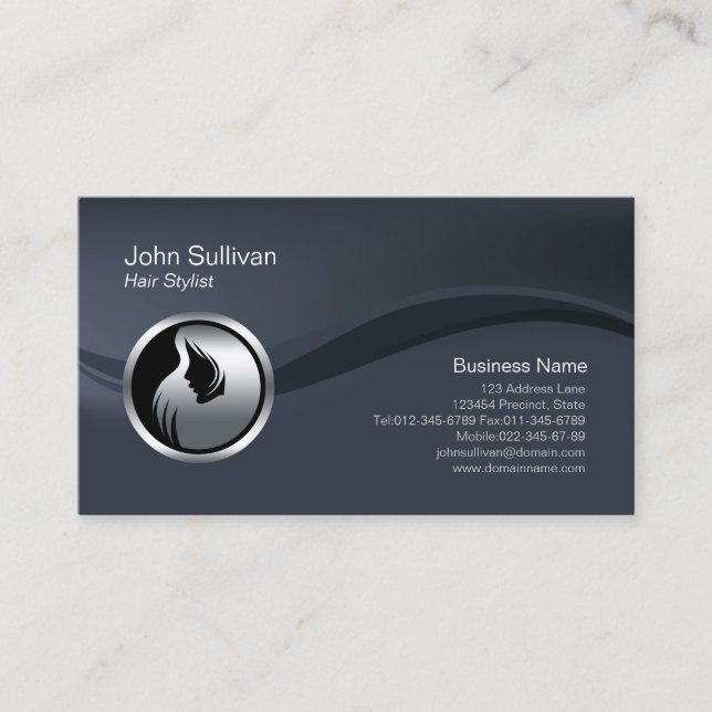 Chrome Hair Style Icon Hair Stylist Business Card (Front)