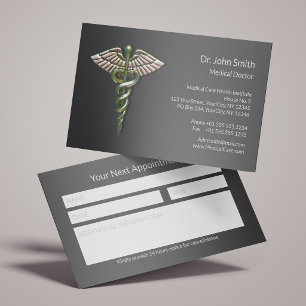 Chrome Holographic 3D Caduceus Medical Appointment Card