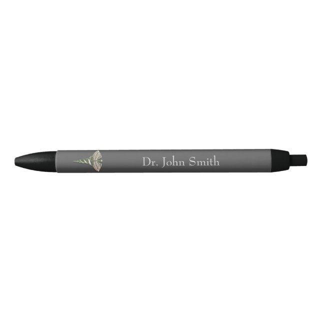 Chrome Holographic 3D Medical Caduceus Black Ink Pen (Front)