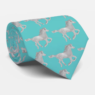 Chrome Horse Aqua Background Tie