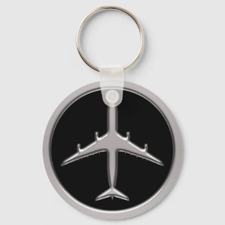 Chrome Jet Aeroplane Key Ring