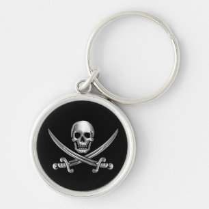 Chrome Jolly Roger Key Ring
