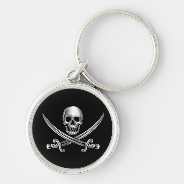 Chrome Jolly Roger Key Ring (Front)