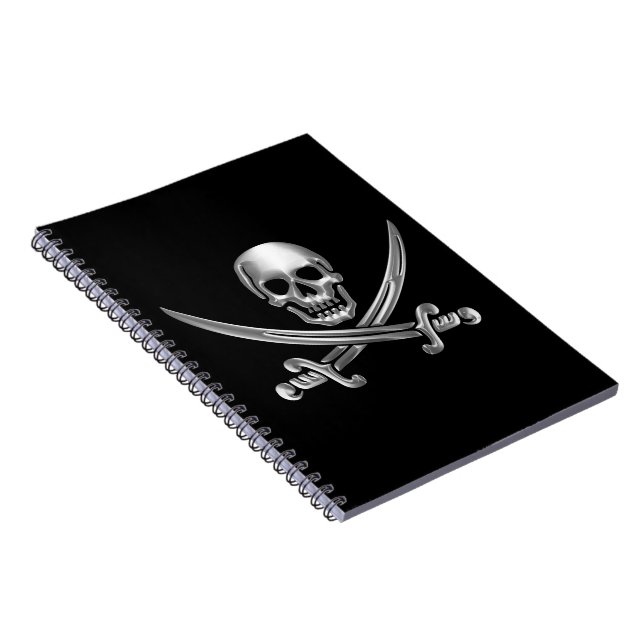 Chrome Jolly Roger Spiral Notebook (Right Side)