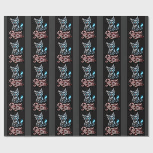 Chrome Kitten Black Wrapping Paper