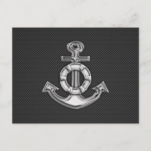 Chrome Lifesaver Anchor on Carbon Fibre Postcard