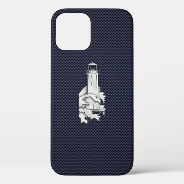 Chrome Lighthouse on Carbon Fibre Print Case-Mate iPhone Case (Back)