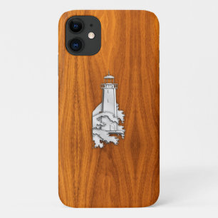 Chrome Lighthouse on Teak Veneer Print Case-Mate iPhone Case
