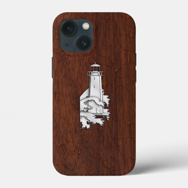 Chrome Lighthouse on Wet Mahogany Print Case-Mate iPhone Case (Back)