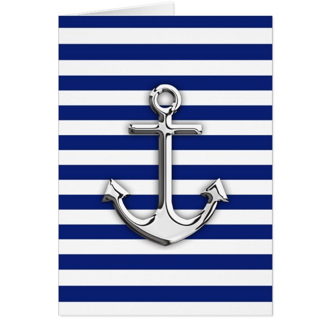 Chrome Like Anchor Design on Navy Stripes (Front)