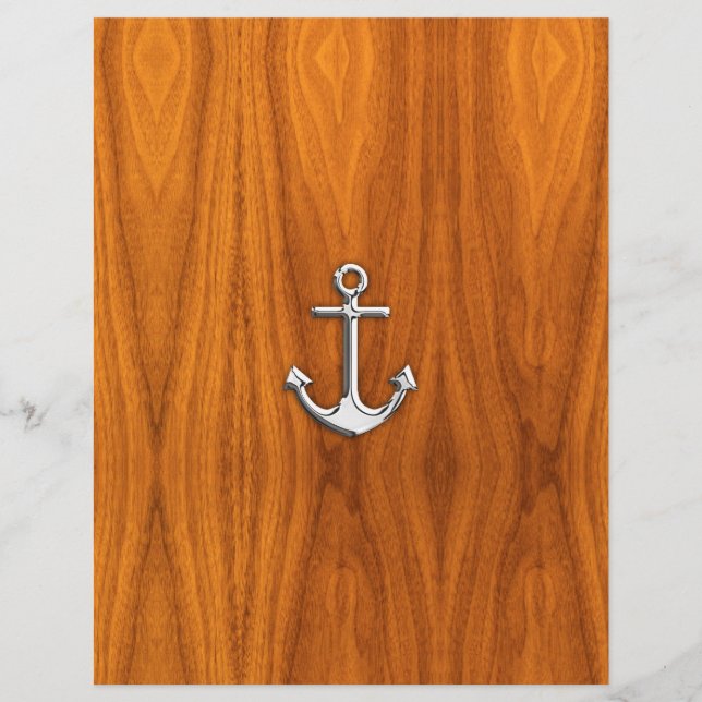 Chrome Like Anchor on Teak Veneer (Front)