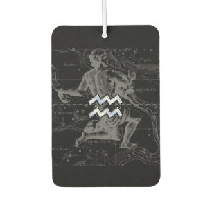 Chrome like Aquarius Zodiac Sign on Hevelius 1690 Car Air Freshener