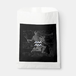 Chrome like Aquarius Zodiac Sign on Hevelius 1690 Favour Bags
