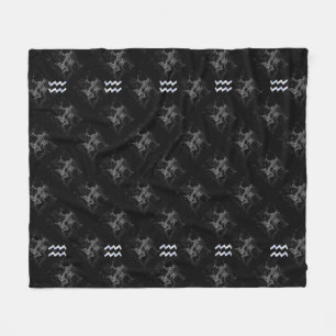 Chrome like Aquarius Zodiac Sign on Hevelius 1690 Fleece Blanket