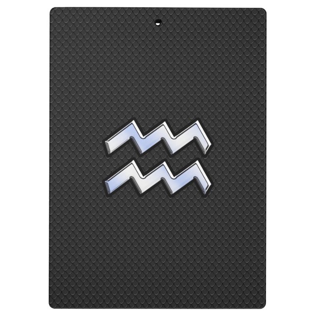 Chrome like Aquarius Zodiac Symbol on snake Clipboard (Back)