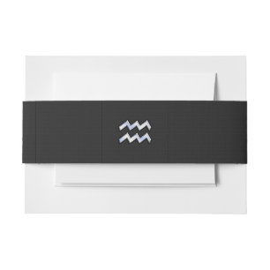 Chrome like Aquarius Zodiac Symbol on snake Invitation Belly Band