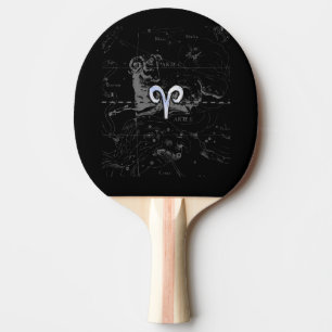 Chrome like Aries Zodiac Sign Vintage Hevelius Ping Pong Paddle