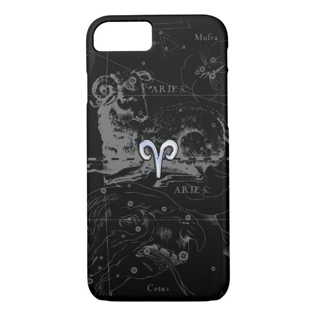 Chrome like Aries Zodiac Symbol on Hevelius Case-Mate iPhone Case (Back)