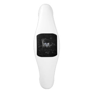 Chrome like Aries Zodiac Symbol on Hevelius Ceramic Cabinet Pull