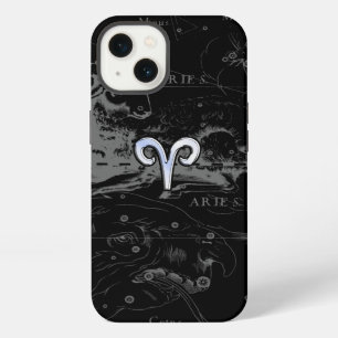 Chrome like Aries Zodiac Symbol on Hevelius iPhone 13 Case