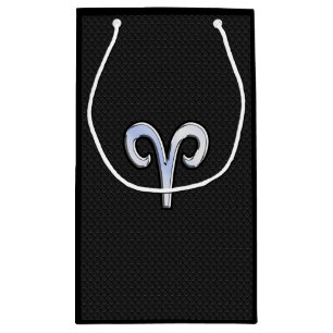 Chrome Like Aries Zodiac Symbol Snake Skin Style Small Gift Bag