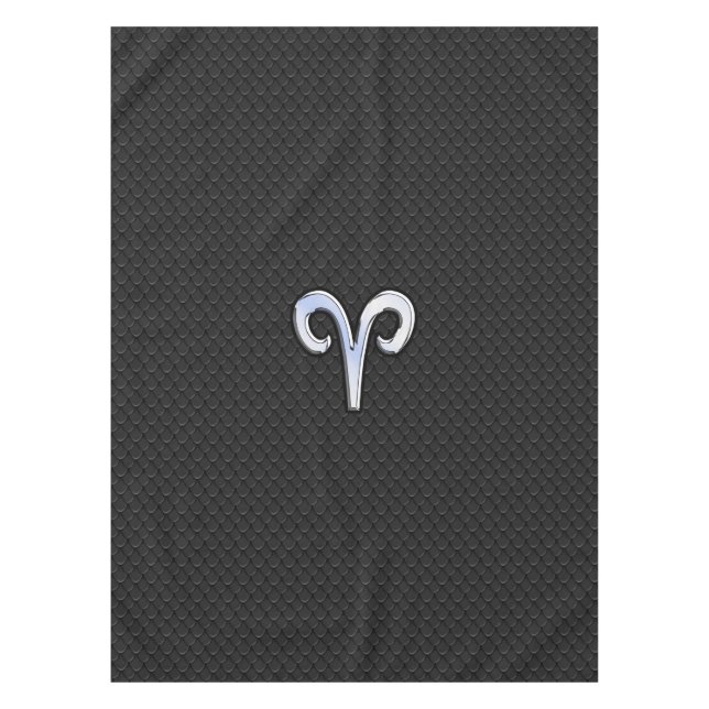 Chrome Like Aries Zodiac Symbol Snake Skin Style Tablecloth (Front)