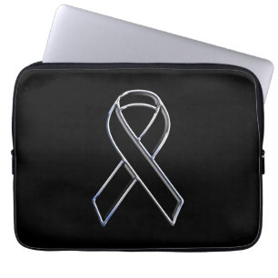 Chrome Like Black Ribbon Awareness Laptop Sleeve