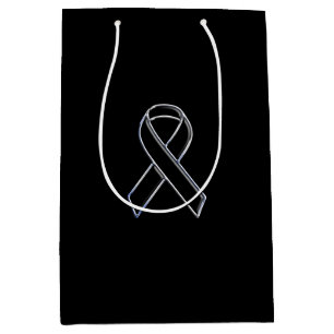 Chrome Like Black Ribbon Awareness Medium Gift Bag