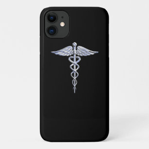 Chrome Like Caduceus Medical Symbol Black Decor Case-Mate iPhone Case
