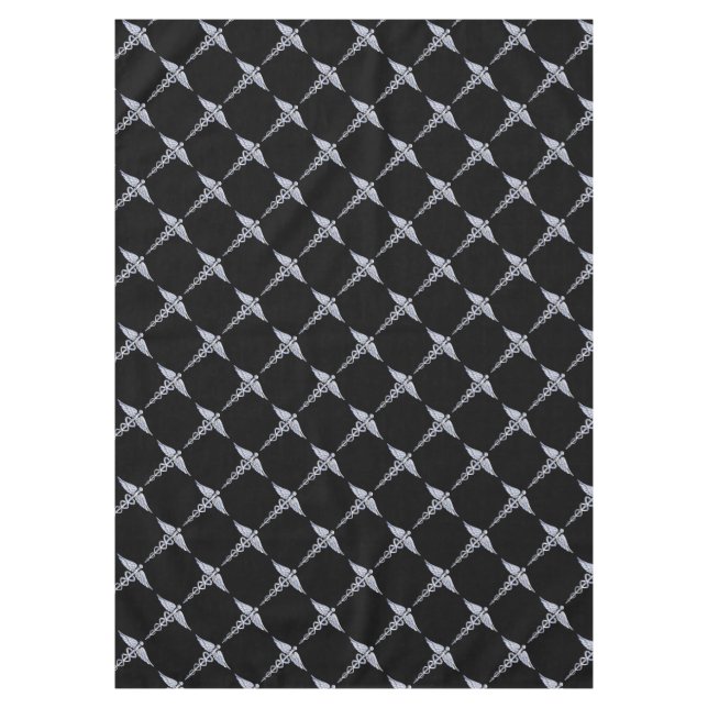 Chrome Like Caduceus Medical Symbol Black Decor Tablecloth (Front)