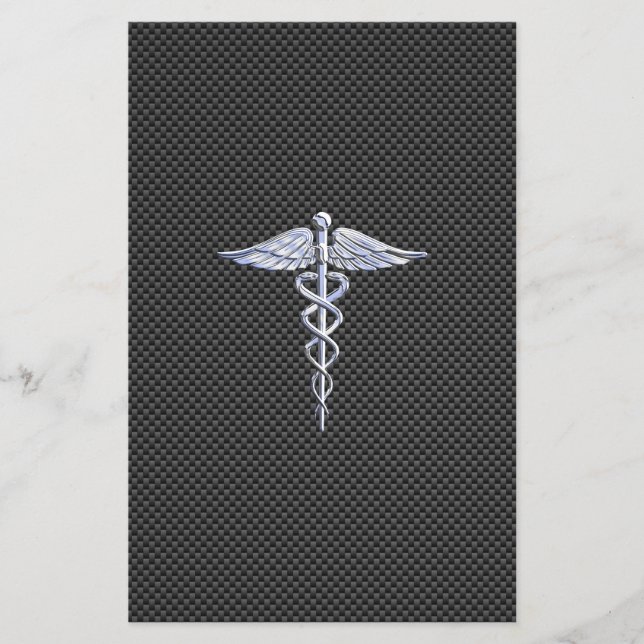 Chrome Like Caduceus Medical Symbol Carbon Fibre Flyer (Front)