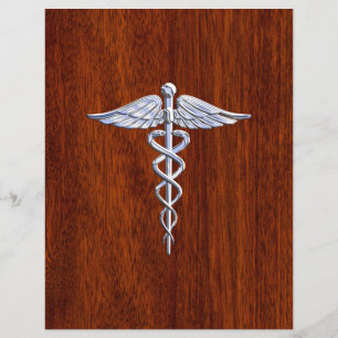 Chrome Like Caduceus Medical Symbol Mahogany Style Flyer