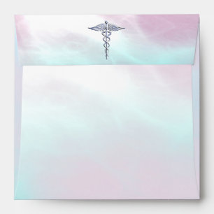Chrome Like Caduceus Medical Symbol Mother Pearl D Envelope