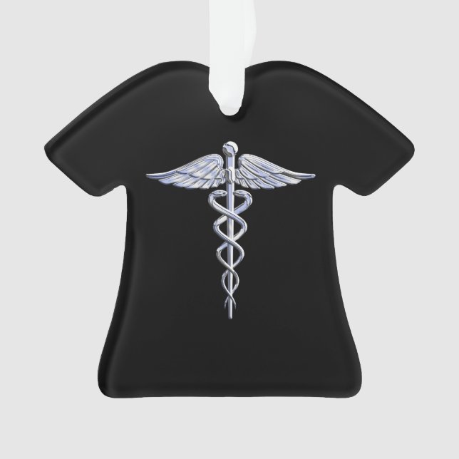 Chrome Like Caduceus Medical Symbol Ornament (Front)