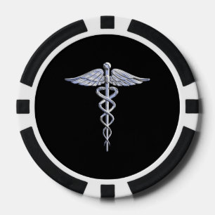 Chrome Like Caduceus Medical Symbol Poker Chips