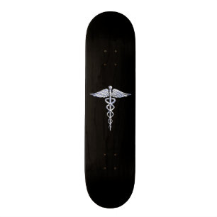 Chrome Like Caduceus Medical Symbol Skateboard