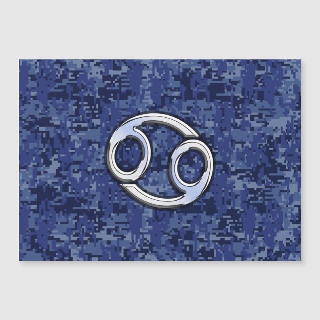 Chrome Like Cancer Sign on Blue Digital Camo (Front)