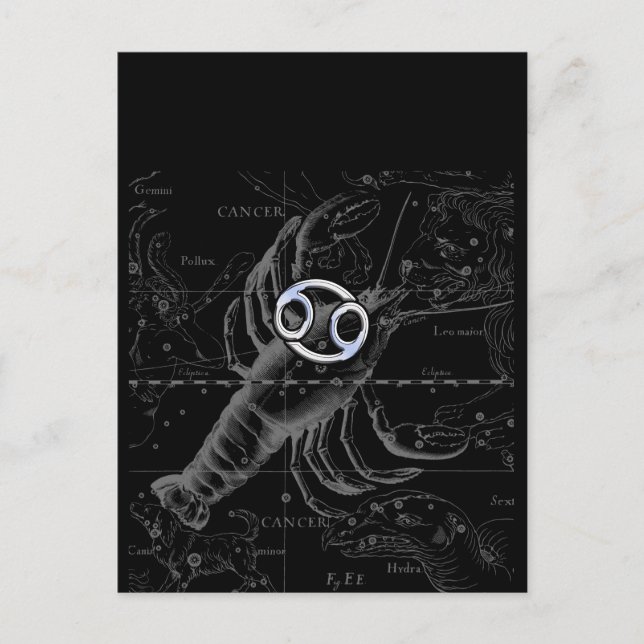 Chrome like Cancer Sign on Hevelius Engraving Postcard (Front)