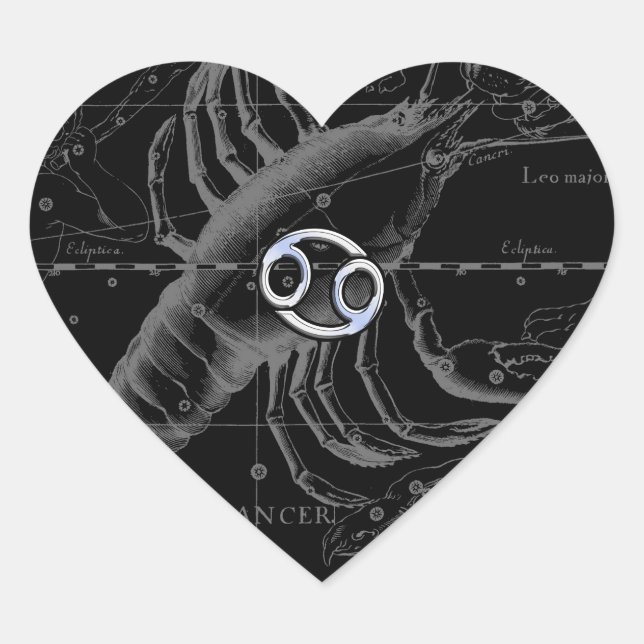 Chrome like Cancer Zodiac Constellation Hevelius Heart Sticker (Front)