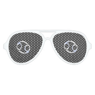 Chrome Like Cancer Zodiac Sign on Black Aviator Sunglasses