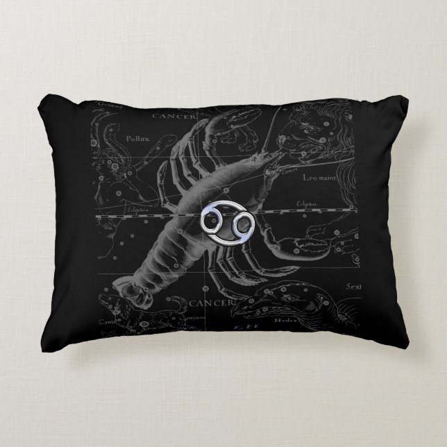Chrome like Cancer Zodiac Sign on Hevelius Decorative Cushion (Front)