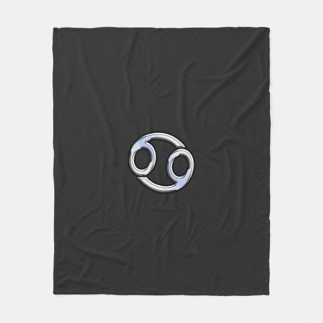 Chrome Like Cancer Zodiac Sign on Snake Decor Fleece Blanket (Front)